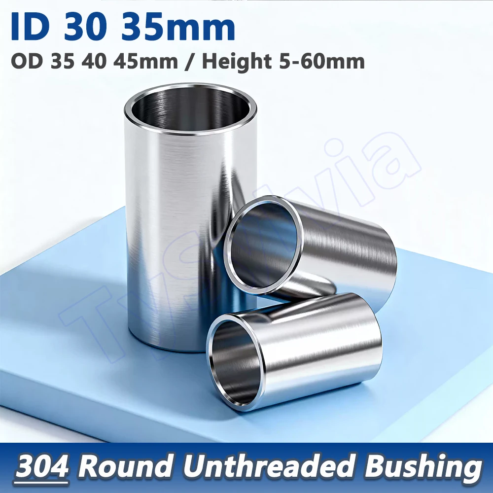 1pcs M30 M35 304 Stainless Steel Round Hollow Bushing Unthreaded Washer,OD 35 40 45mm,Height 5-60mm