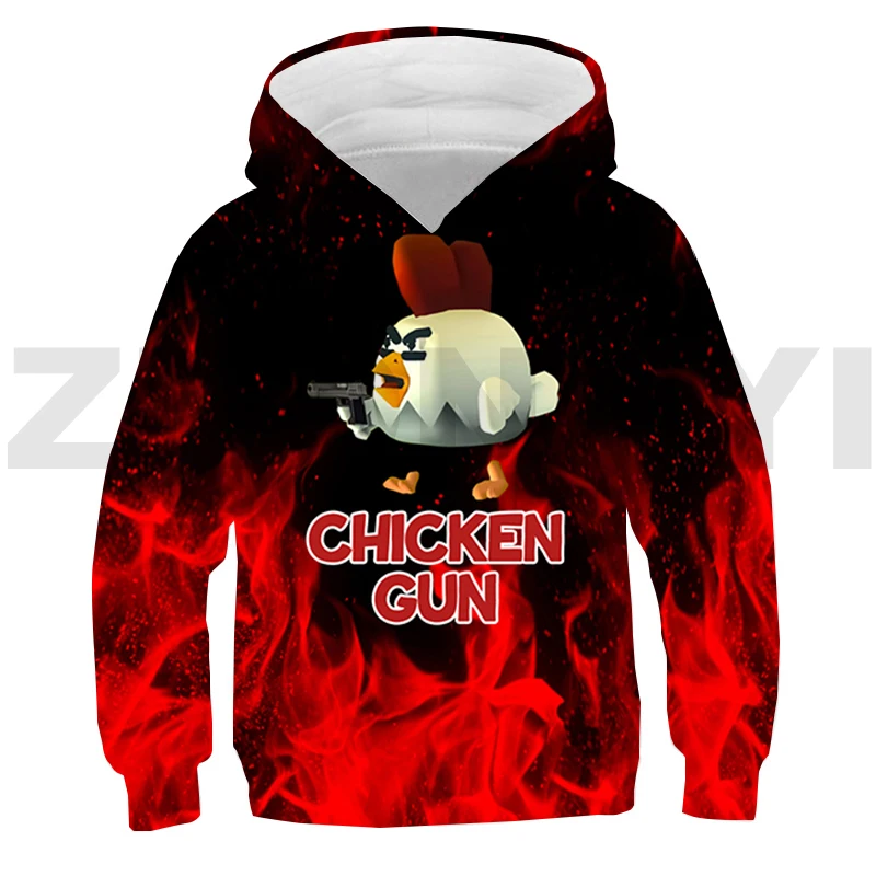 Chicken Gun Game Sweatshirt Hoody Comfortable Outerwear Kids Boys Hip Hop Tracksuit 3D Cartoon Chicken Gun Hoodies Anime Clothes