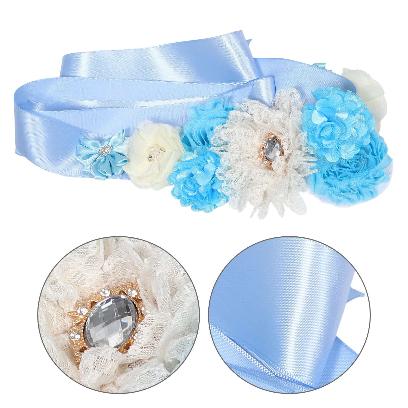 

2 Pcs Maternity Belt Floral Mom to Sash Bridal Shower Flower Belly for Polyester Baby