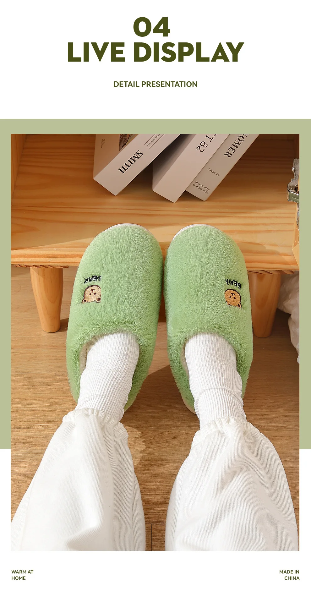 Winter-Plüsch-Hausschuhe für Herren/Damen – mit Fleece gefütterte Hausschuhe mit Cartoon-Print, rutschfeste Paar-Hausschuhe für drinnen und draußen – Detail 8