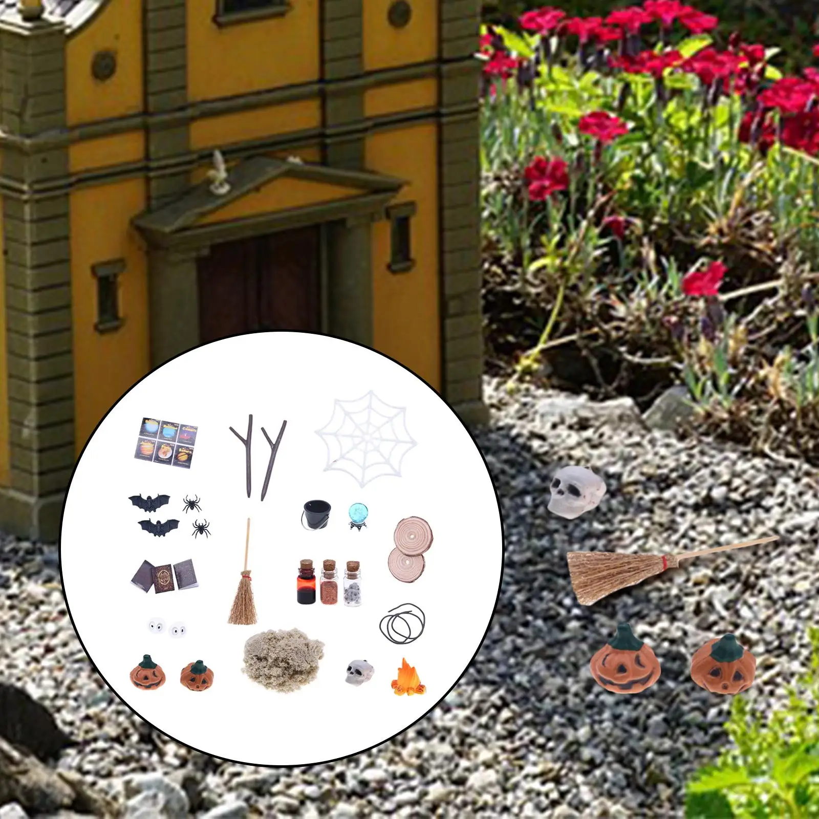 27Pcs Dollhouse Halloween Ornament Kit Toy Halloween Scene Set for Kids Room