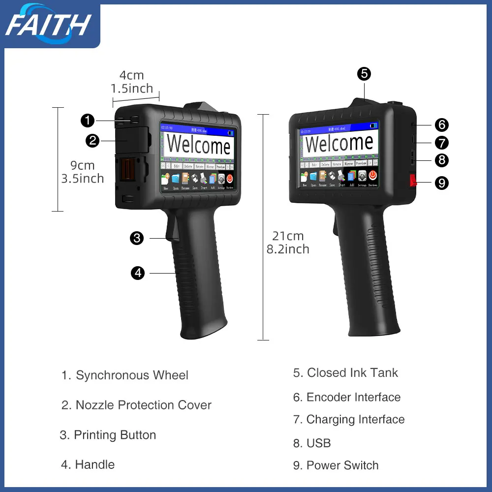 Faith-mesin pengkode kode QR, Printer Inkjet tanggal dan kode QR multifungsi untuk kemasan 12.7mm