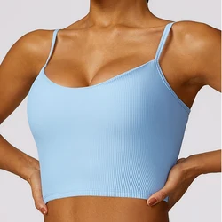 Women Threaded Yoga Bra Breathable Sports Bra Brassiere Shockproof Fitness Tops Push Up Gym Crop Top Gym Workout Top Sports Wear