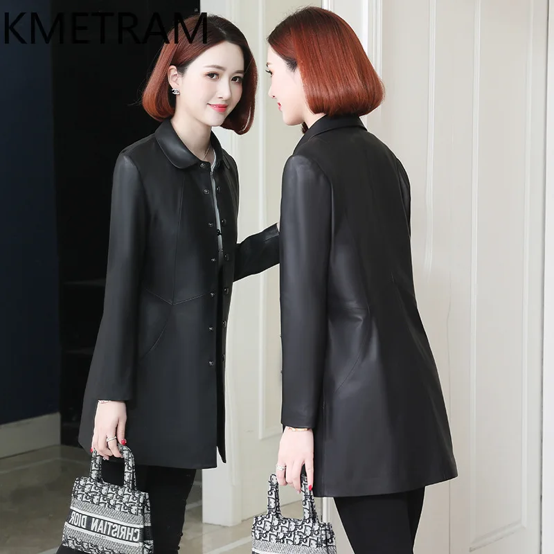 100 % natürliche Schaffelljacke für Damen, mittellang, schwarze Echtlederjacken für Damen, neu in Oberbekleidung, Herbstkleidung, 2025 Pinterбка