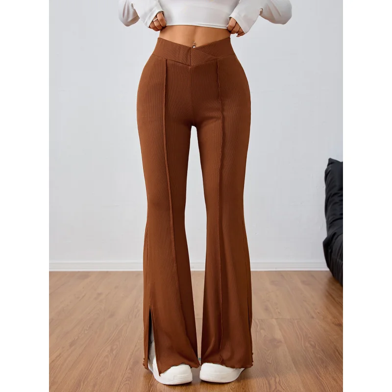 YQ1-Women's Fashion Casual Slightly Spicy Pants Autumn Winter New Elastic Waist Slimming Wide-Leg Long Pants