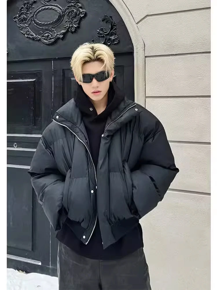 

Warmth Thiened ort PU Leather Stand Collar Cotton Jaet Men's Winter Outerwear Sli Cleanfit High Quali Cotton Coat