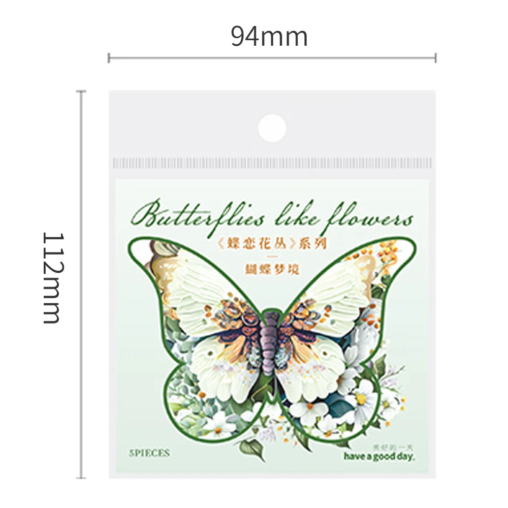 Mr. Paper Vintage Butterfly Theme Sticker Pack Creative Beautiful Flowers Hand Account Material Sticker Stationery 6 Style