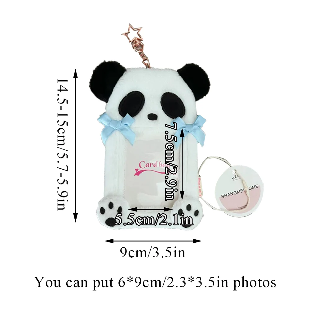 Plush Cartoon Panda Series Soft Plush 3 Inch InsPhotocard Holder Photo Card Holder Bag Pendant Card Sleeve School Stationery