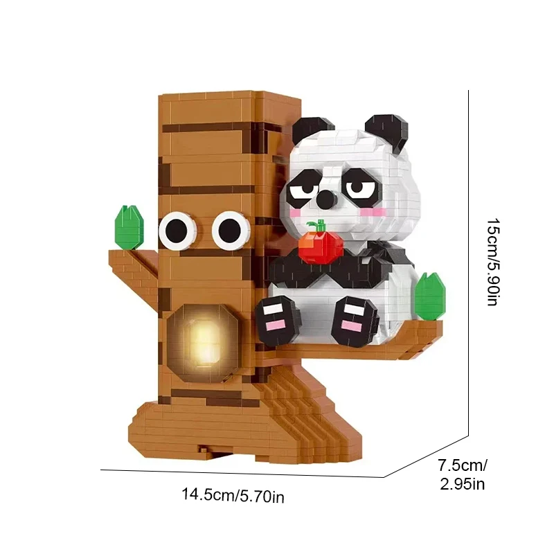 Bloques creativos de Panda para niños, soporte para bolígrafos, modelo de bloques de construcción DIY, Panda chino, árbol, diamante, Micro bloques, juguete educativo para niños, regalo
