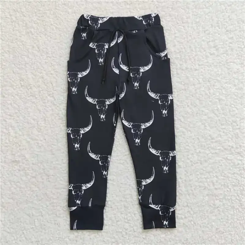 

P0091wholesale price summer new children's clothes bull head black trousers fashion boutique