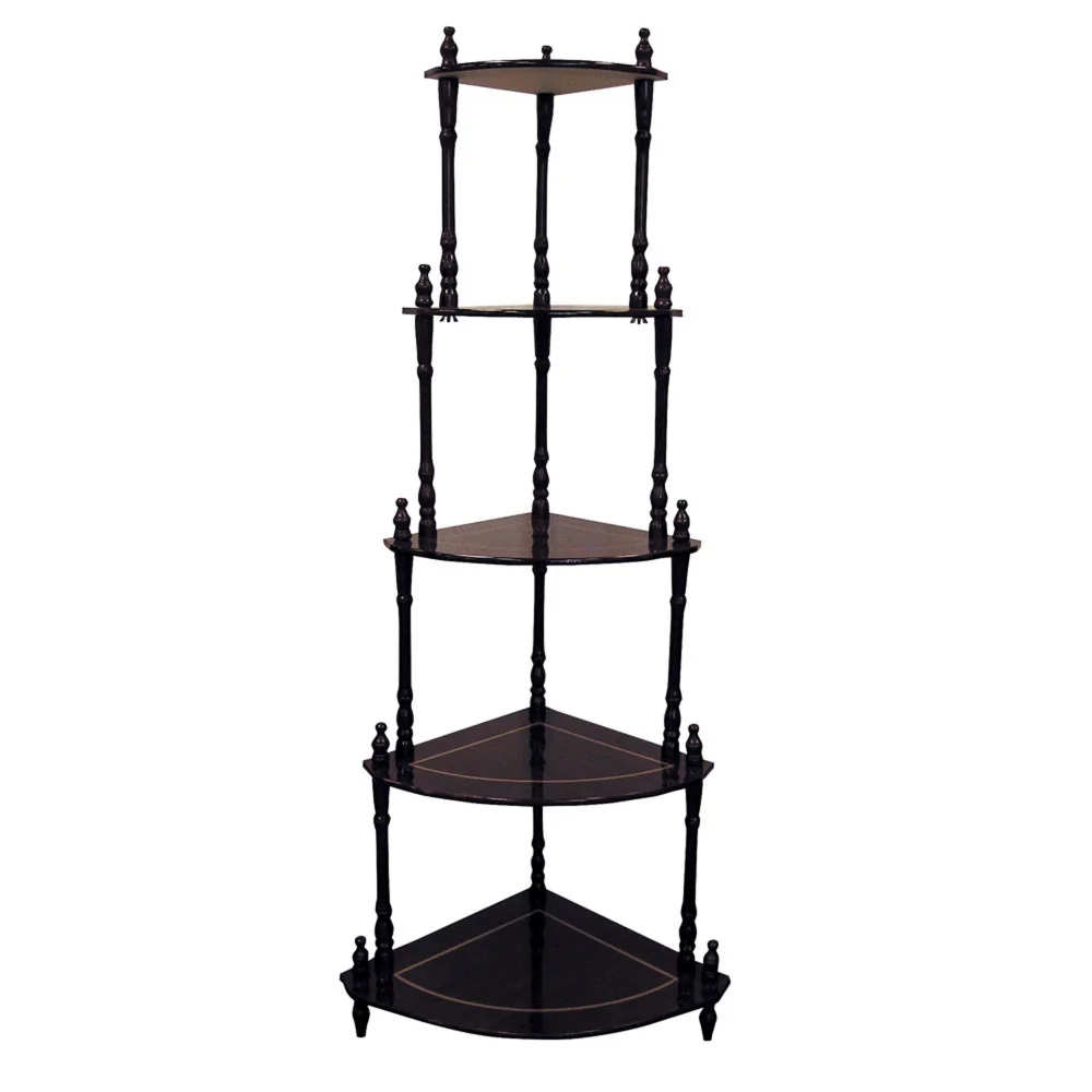 

5 Tier Corner Bookshelf 47 5 Inches Height Dark Cherry Finish Wooden Standing Shelf for Home Decor Books Games Decorative Items