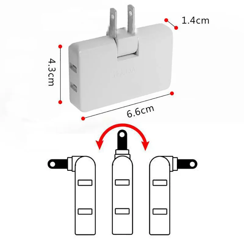 1500W 3 Way Flat Plug Adapter EU Power Plug US Extension Plug Adapter Portable Foldable Extension Travel Converter Socket