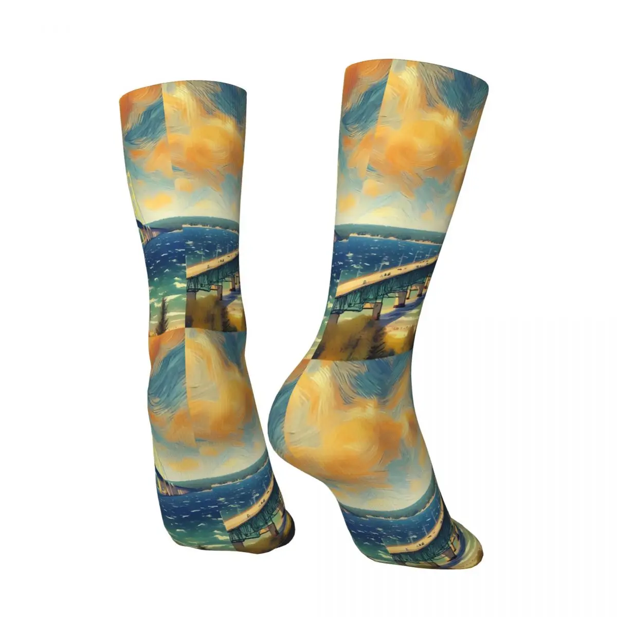 Oil Painting Sock Printed Man Polyester