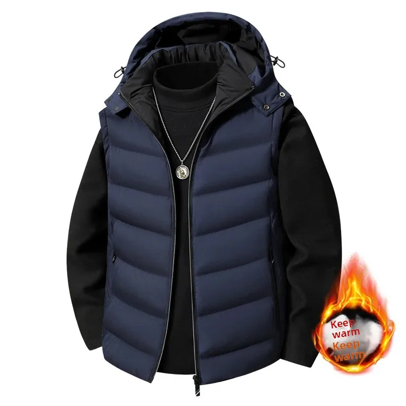 

Autumn and Winter New Vest Men's Warm Jacket with Thick Velvet, Loose,Simple,Versatile,Casual,High-quality Cotton Jacket for Men