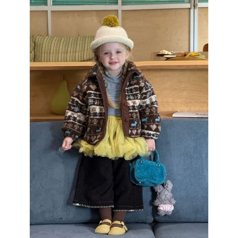 

Children's Clothing Girls' Winter Jacket2025Trendy Lamb Wool Children's Clothing for Girls, Super Cute Little Outfit
