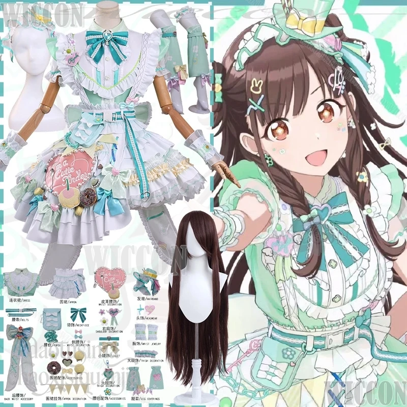 Disfraz de Cosplay del Grupo Idol I'm A Cutie Finder, Sonoda Chiyoko, Vestido Verde Tipo Pastel, Kawaii, Dulce, Lolita, Anime, Juego IDOLM@STER SHINY COLORS