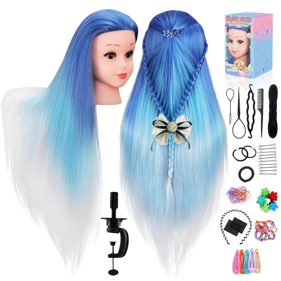 

29-дюймовая голова манекена с синтетическими волосами для косметологической подготовки и парикмахерской. В комплект входит держатель и укладка.