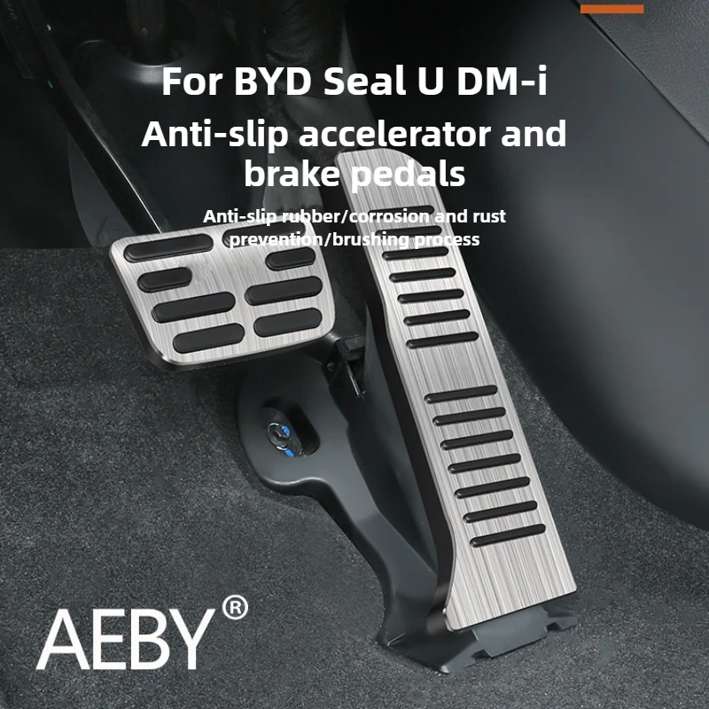 

AEBY для BYD Seal U DM-i 2020-2025, набор педалей акселератора тормоза, противоскользящие чехлы на автомобильные педали из алюминиевого сплава, аксессуары для интерьера