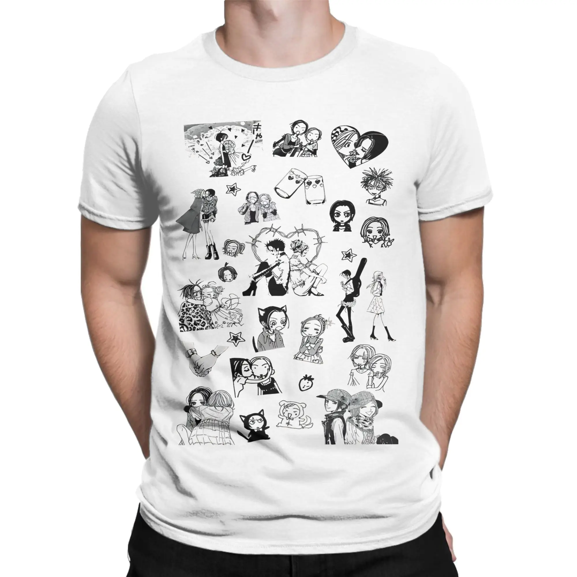 

Забавная футболка Nana Osaki Hachi, мужская и женская футболка с круглым вырезом из 100% хлопка, футболка с короткими рукавами в стиле аниме, уникальная одежда