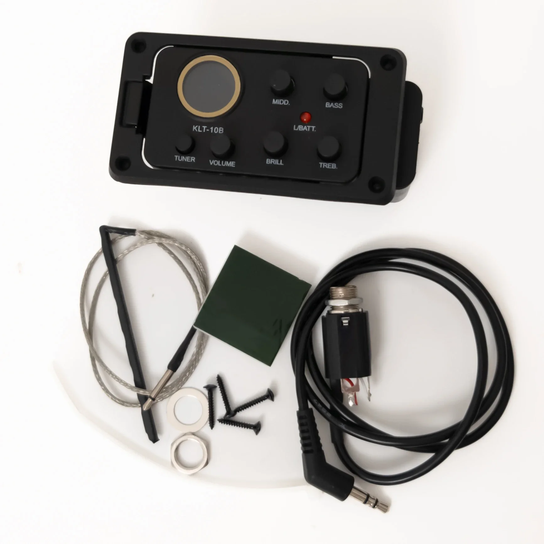 

Yumiya KLT-10B 4-полосный эквалайзер, предусилитель с тюнером с круглым экраном для дорожной акустической гитары 36/38 дюймов, встроенная система эквалайзера