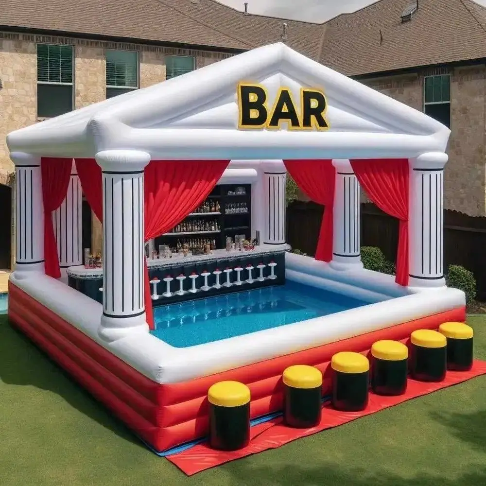 Custom Tent Large Design Inflatable New Bar Lounge Bar Party Inflatable Floating Water Outdoor Dining Bar Swimming Pool