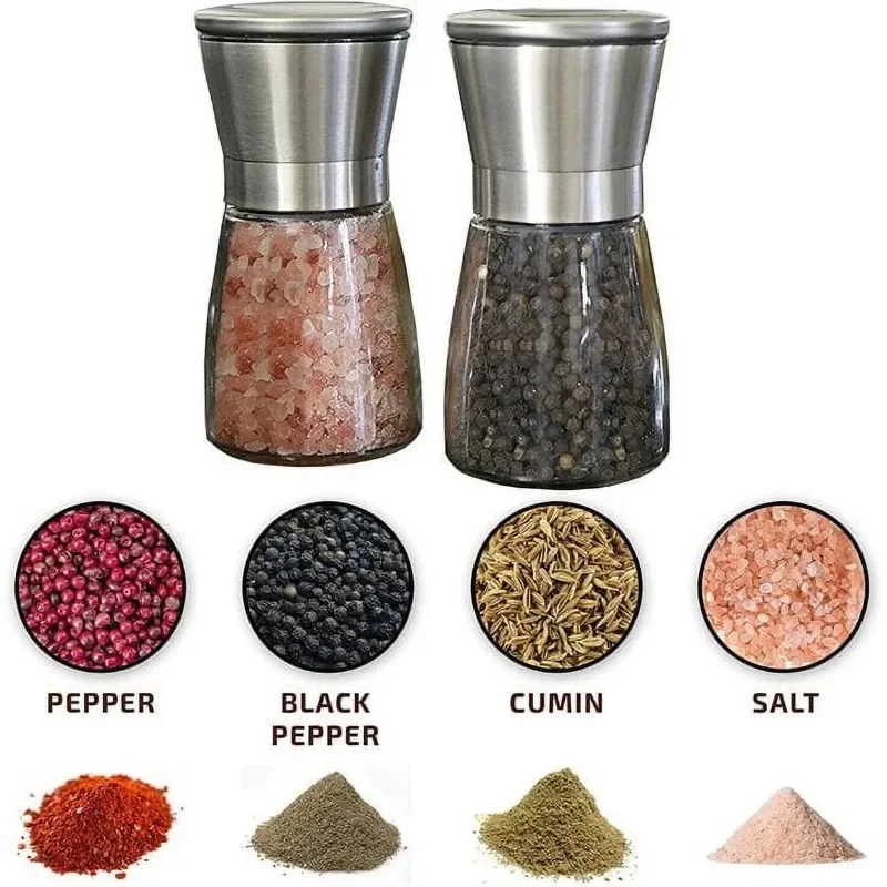 

2025 Stainless Steel Salt and Pepper Grinder Set, Adjustable Salt Grinder