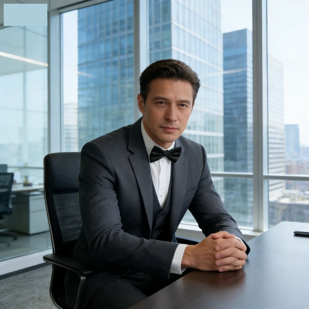 

Мужской комплект: приталенный двубортный пиджак, жилет и брюки. Смокинг для жениха, деловой костюм для вечеринок и свадеб.