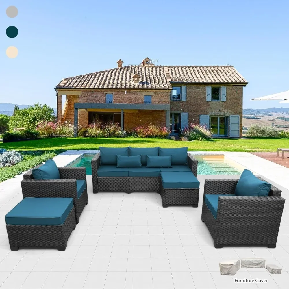 

5-Piece Patio Furniture Set Outdoor Furniture Sets Patio Chairs Patio Ottomans with Anti-Slip Cushions and Waterproof Covers