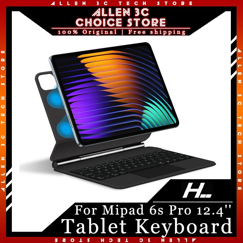HL Magic Tastatur für Xiaomi Pad 6s Pro Mipad 6s Pro 12,4'' Tablet Tastatur Smart Cover Trackpad Magnetische Fall Multi Sprache
