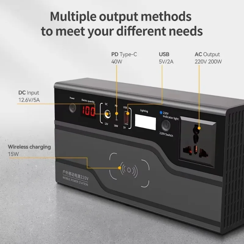 200w Portable Power Station 220V/110V solar power generators 192WH high volume Outdoor Camping Laptop Emergency Power Supply