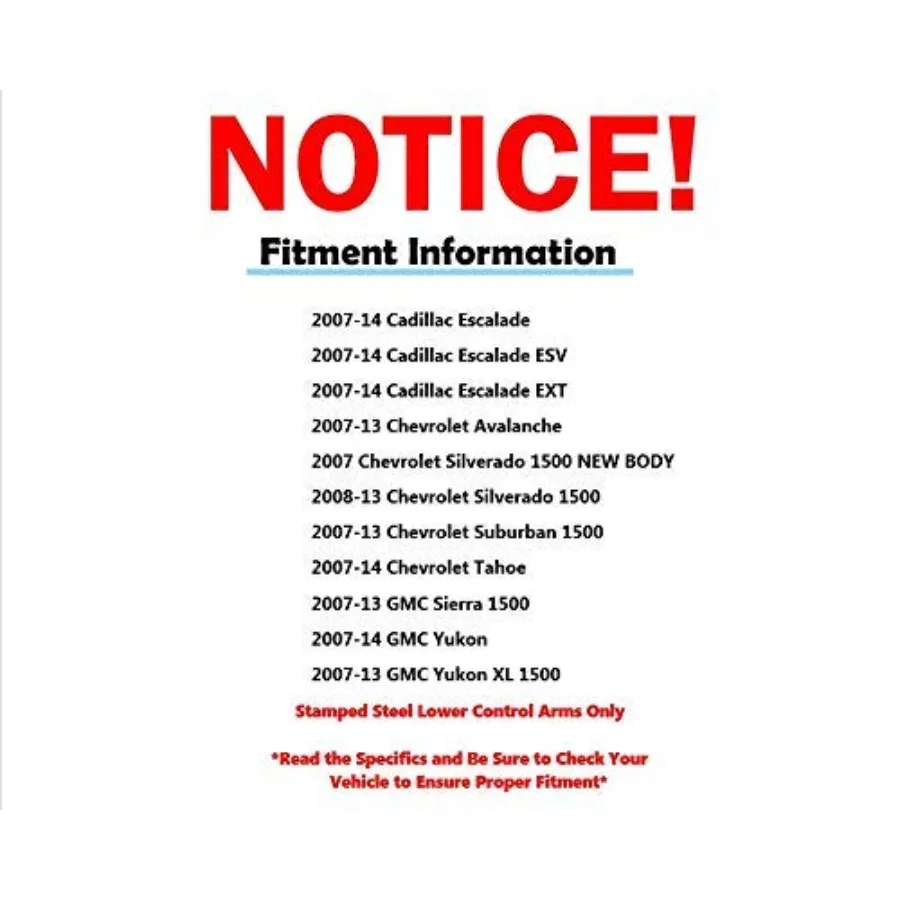 GMCシボレーシルバラードシエラサバーバンユーコンXL1500タホエスカレードESV EXT用フロントエンドサスペンションキット12個入り（アッパーコンロッド2本含む）