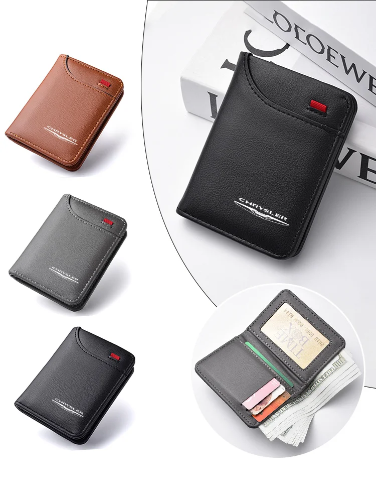 Portefeuille en cuir pour hommes, porte-monnaie de voiture, porte-carte d'identité personnalisé pour Chrysler 300c PT Cruiser Grand Voyager Pacifica Town Country