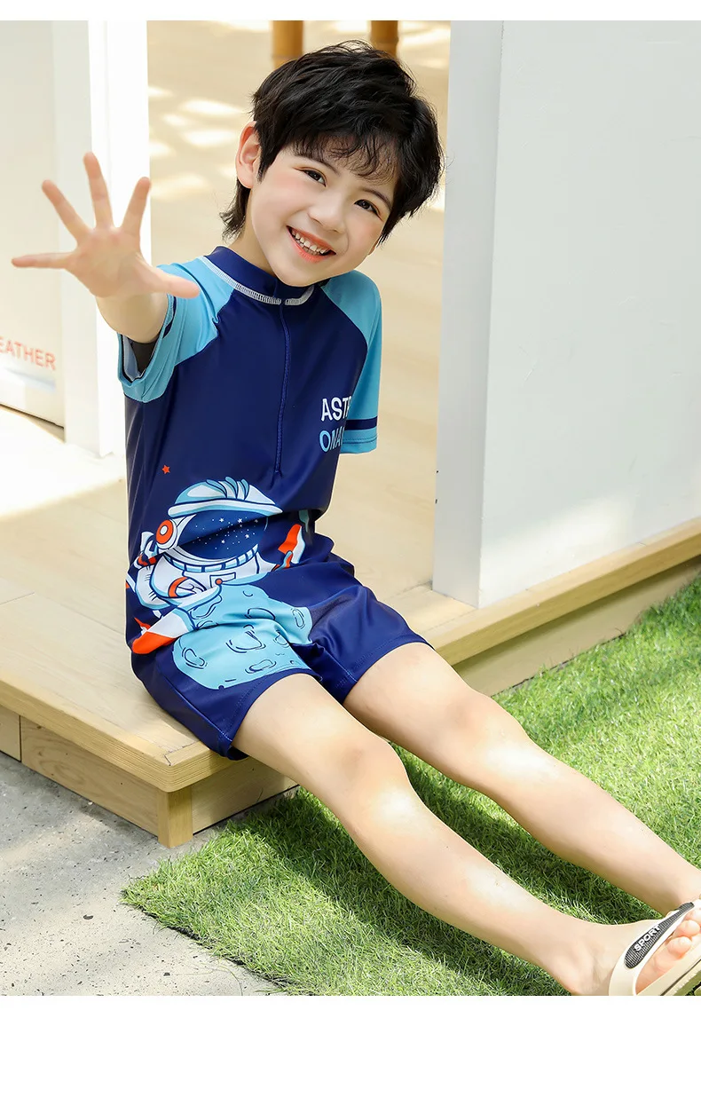 Costumi da bagno per bambini da bambino Costumi da bagno interi con cerniera Costume da bagno con cerniera UPF 50+ con cappello Set costume da bagno dinosauro