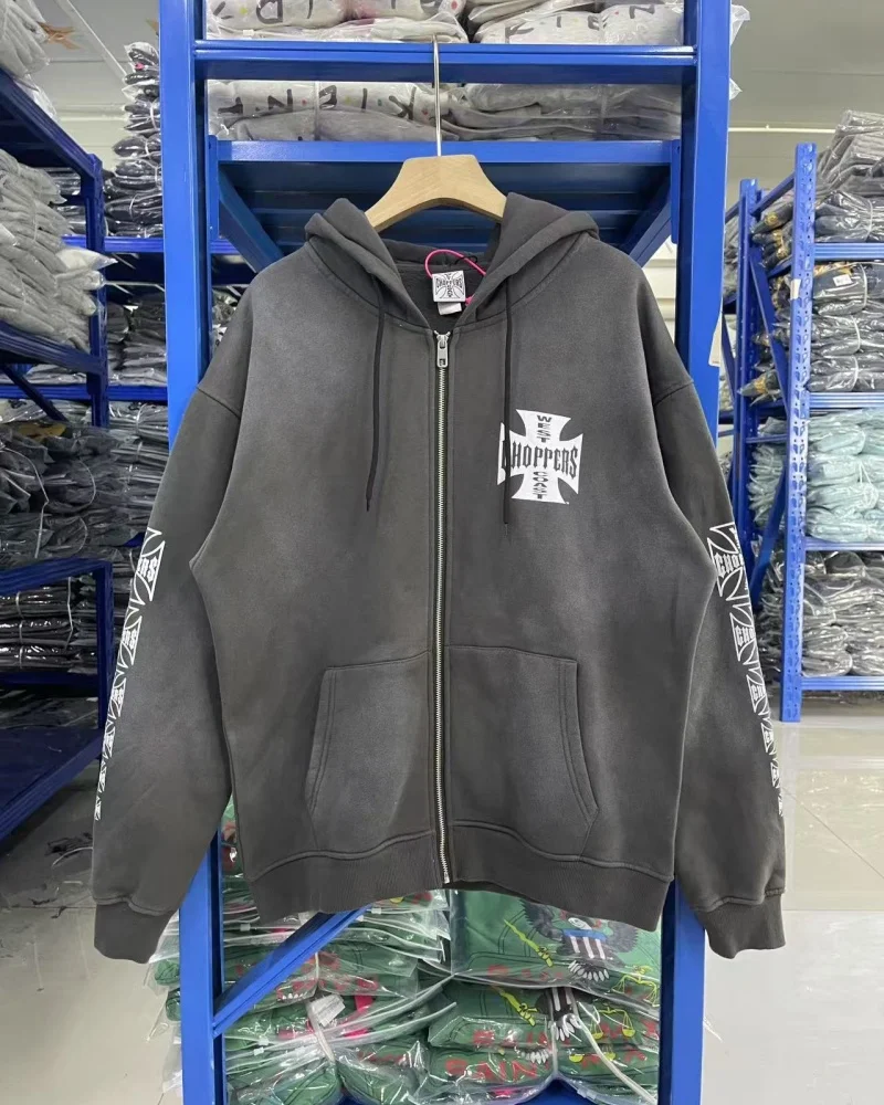 West Coast Choppers Highest Quality Industrial Wash Printed Logo Winter Heavyweight Men Women Jackets Hoodies