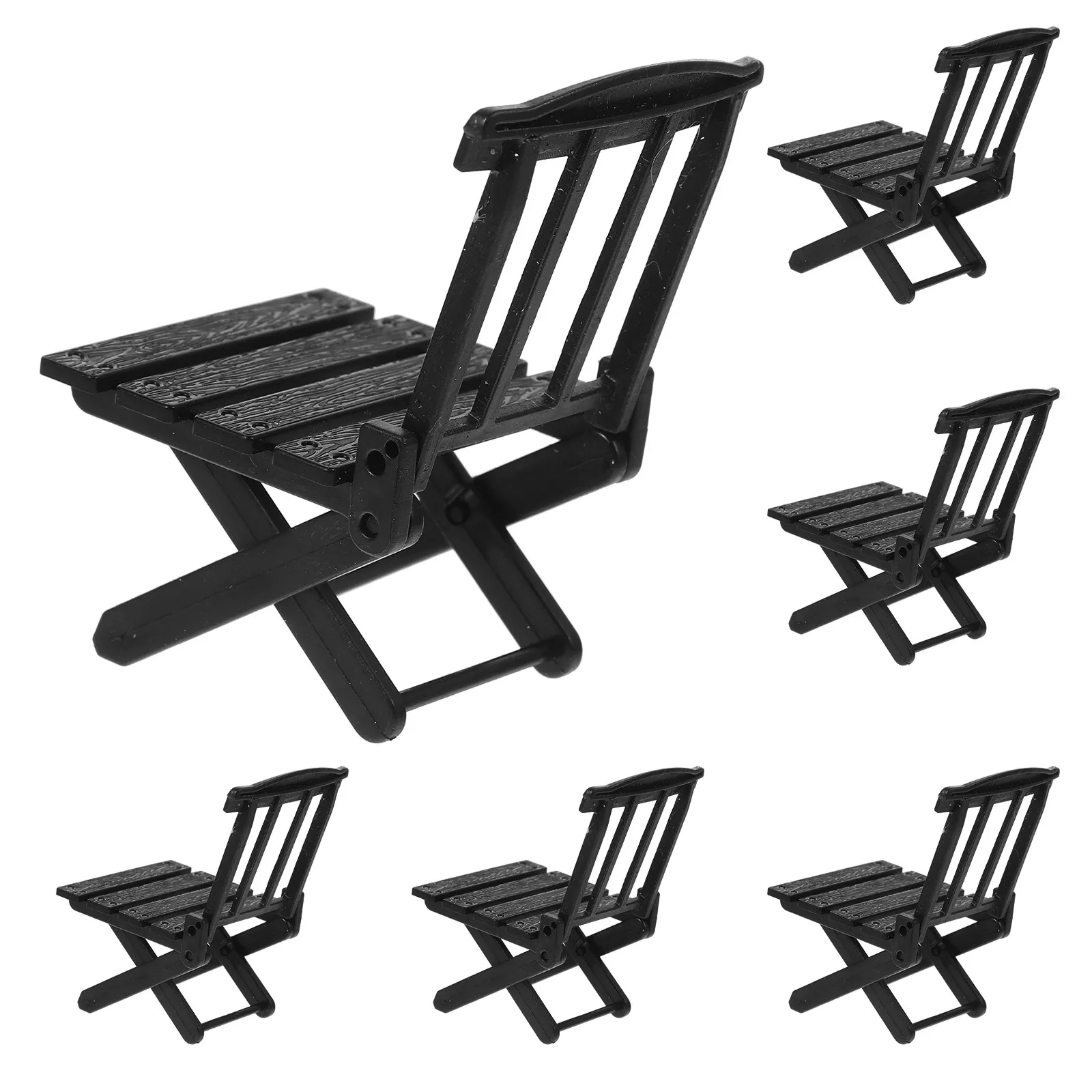 

6Pcs Miniature Beach Chair Folding Stand Desktop Decoration Dollhouse Furniture Micro Landscape Accessory