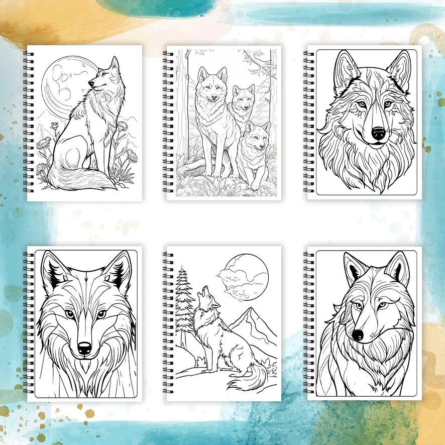 Mighty Wolf Coloring Book 32 Pages 8.3x11.2 Inches - Relaxing Adult Coloring Book for Stress Relief Holiday Party Gift