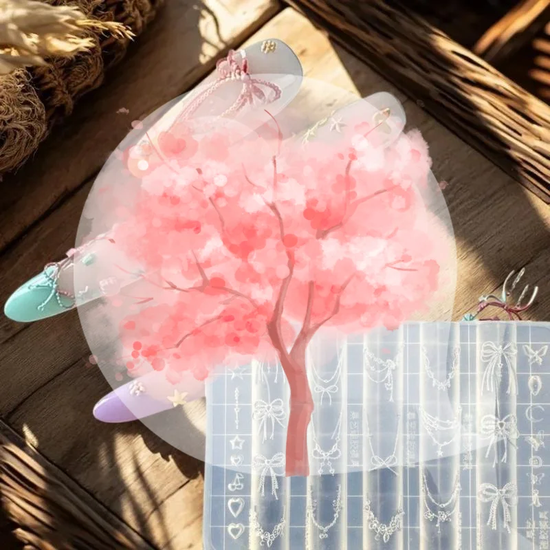 

Nail Art Decor and Design Tools: 3D Silicone Nail Mold - Dragons Bone, Flower, Star Chain, Bowknot Themes