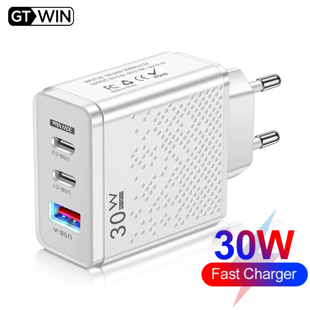 30W USB C Charger USB Type C Charger Quick Charge 3.0 Fast Charging Mobile Phone Charger Adapter For Xiaomi 12T 11T Pro Samsung