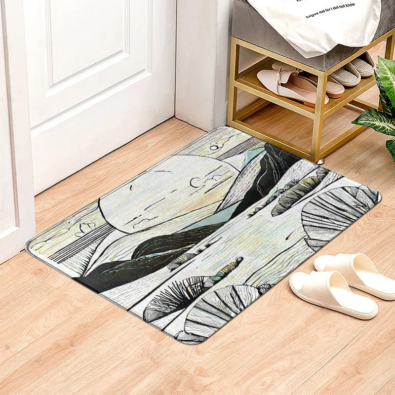 Minimalist Abstract Character Hall Mat Cafe Entrance Door Mat Home Bedroom Living Room Decorative Floor Mat 40x60cm