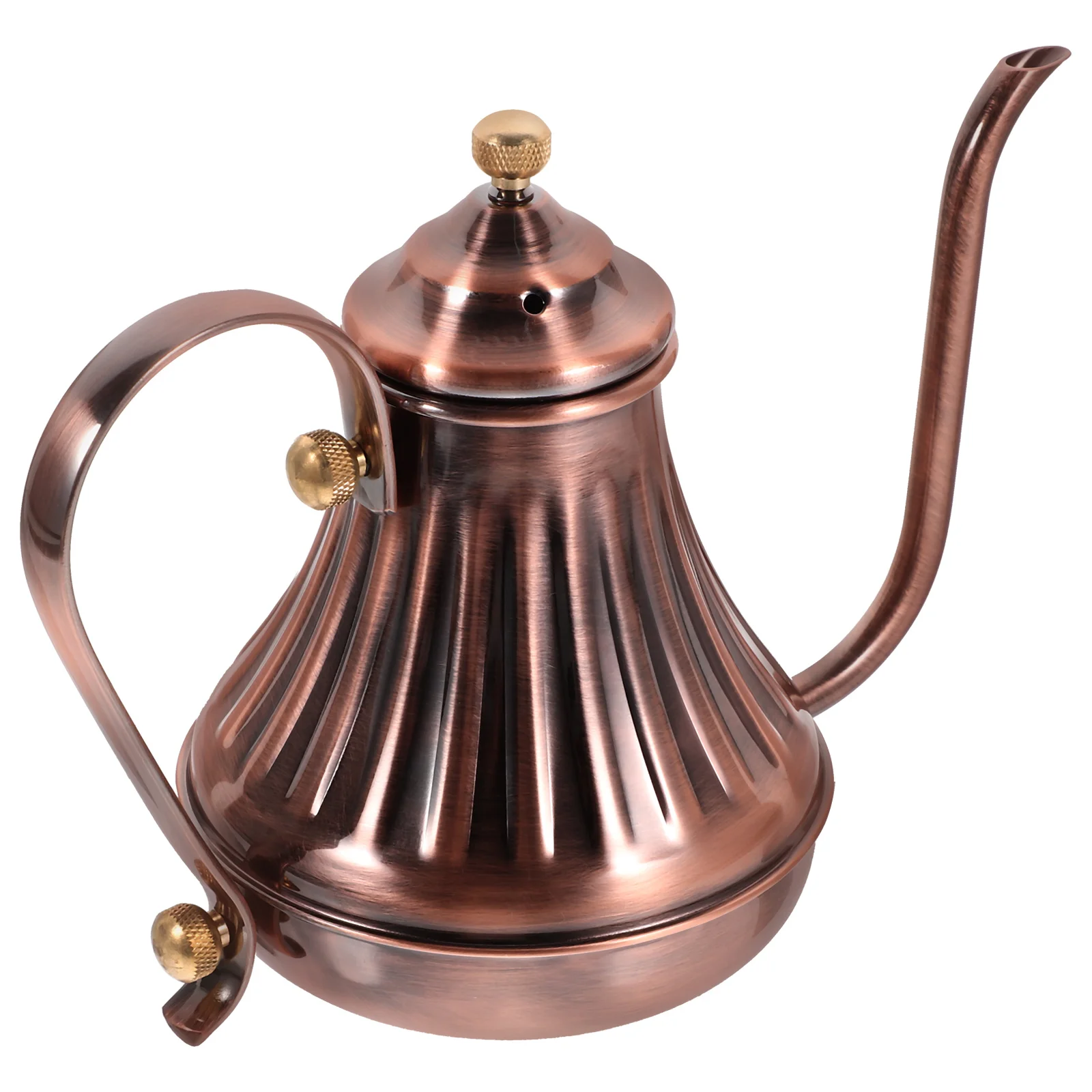 

1pc Long Mouth Coffee Pot 420ml Stainless Brewing Kettle Copper Color Tea House Kitchen Cafe Office Use