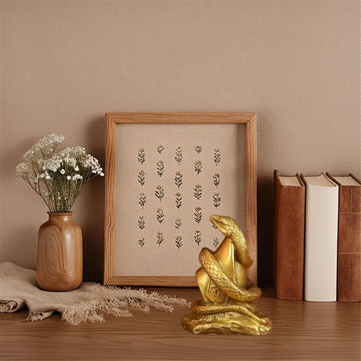 BHBL 2025 Year of the Snake Resin Statue Wealth and Good Luck Ornaments Great for Home and Office Decoration