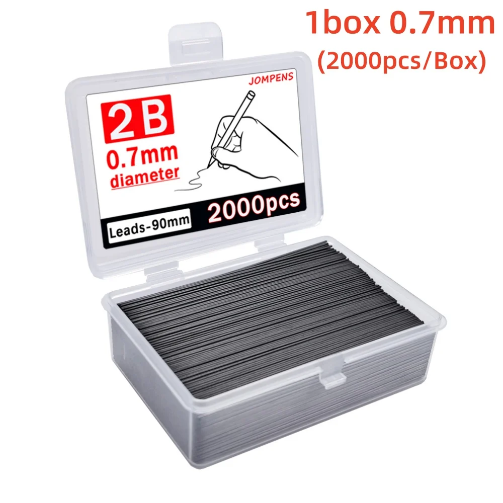 2000 Teile/schachtel Automatische Bleistift Austauschbare Mine Refill, 0,5/0,7mm 2B Mechanische Bleistiftminen Schule Skizzieren Schreiben Zubehör – Detail 4