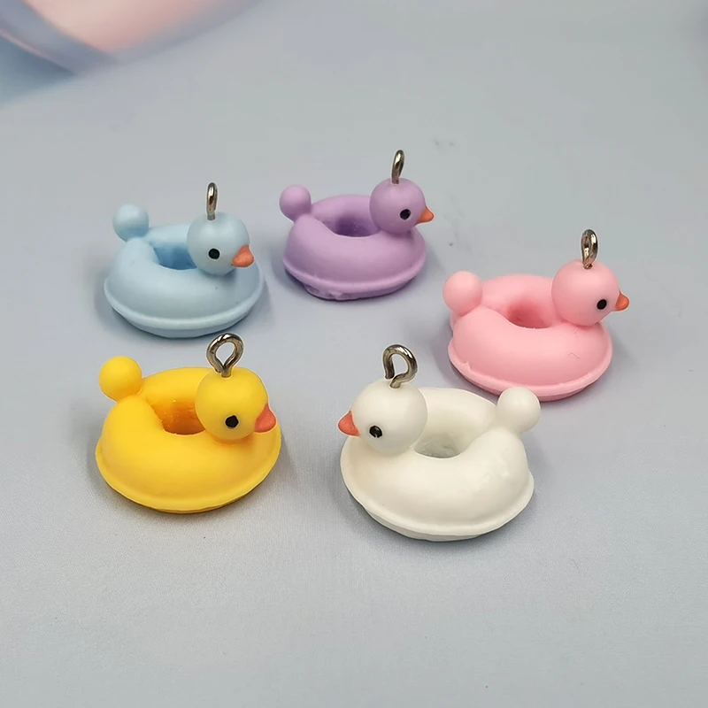 10Pcs Cute Swimming Yellow Duck Funny Resin Charms for Necklace Earrings Jewelry Making Findings lovely Animals Pendants C671