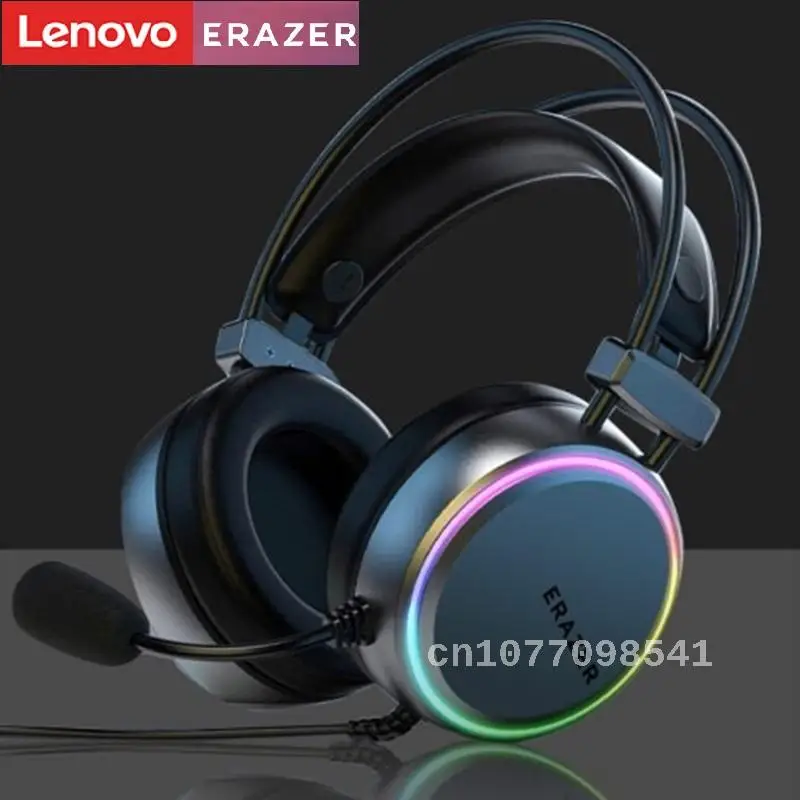 Lenovo Erazer Gaming Headphone Head-Mounted Desktop Computer Gaming Electronic Sports Wired Earphone Headset With Light Effect