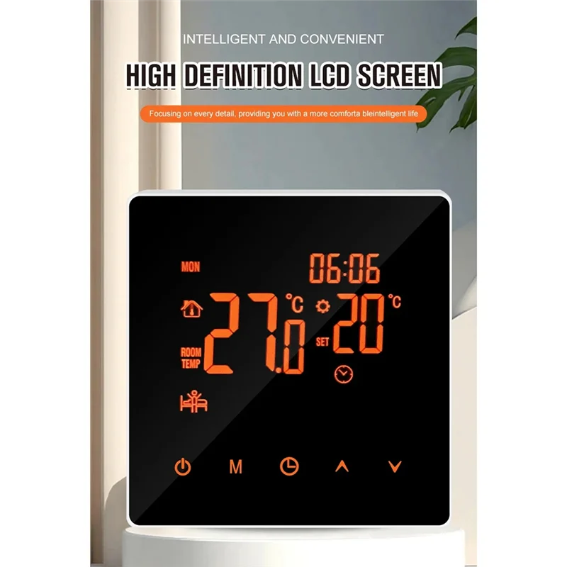 ABLL-Tuya Wifi Wireless Thermostat Touch Screen Temperature Controller Water/Electric Floor Heating Gas Boiler For Alexa(16A) Du