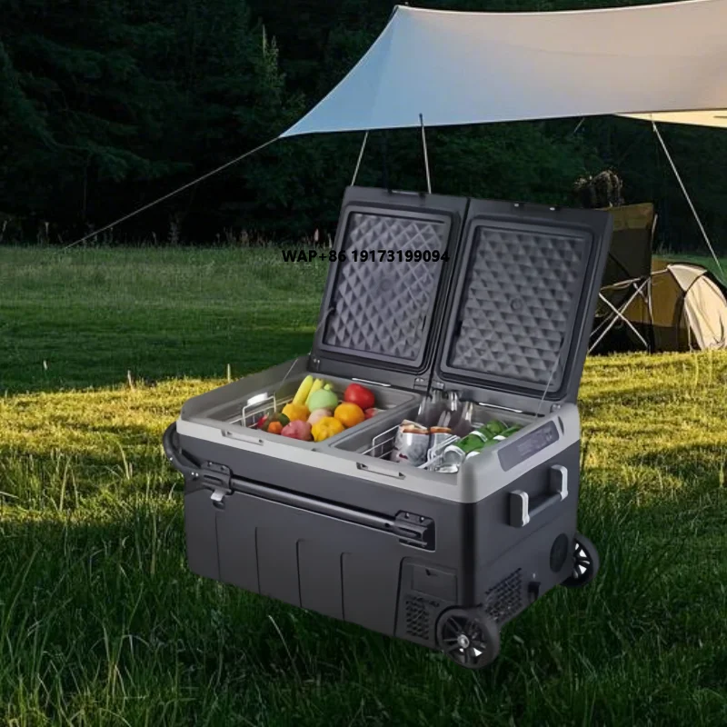 

75 Liter Battery Car Refrigerator Dual-zone Fast Cooling 12V 24V AC DC Portable Cooler Freezer for Caravan Use Camping Equipment