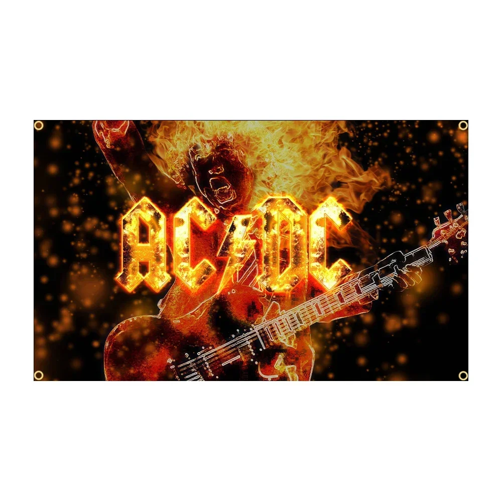 90X150CM 3X5Ft AC/DC Band Flag Polyester Printing Music Memorabilia Banner For Decor