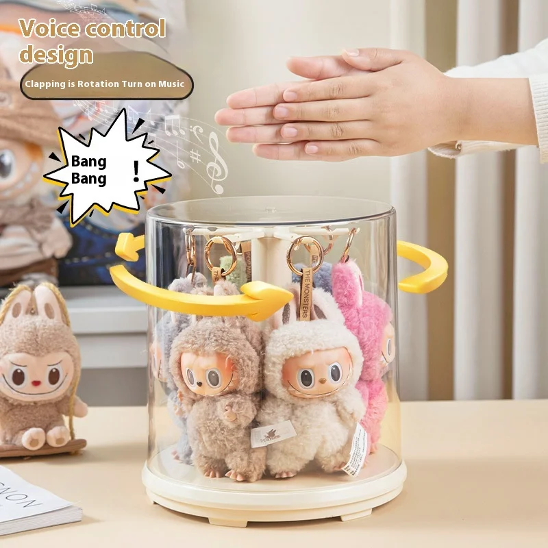 

Labubu Storage Display Box Multifunctional Box Transparent Automatic Rotating Dust Cover Storage Box Doll Hand-Made Blind Box