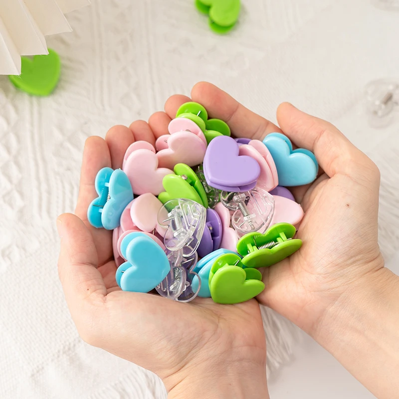 

10pcs multifunctional love small clip colorful storage corner clip simple ins file handbook bill holder sealing clip