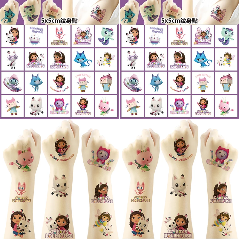 20Pieces Gabby Dollhouse Cat Birthday Party Supplies Favors Cute Fake Tattoos Stickers Party Decorations for Kids Boys Girls